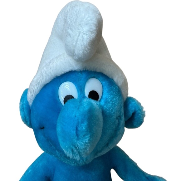 VTG 1979/81 The Smurfs Seated Smurf & Papa Smurf Bean Bag Plush Toy Bundle - Picture 8 of 16